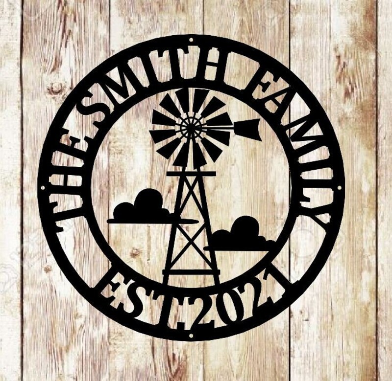 Engrave Your Legacy - Personalized Windmill Family Metal Sign