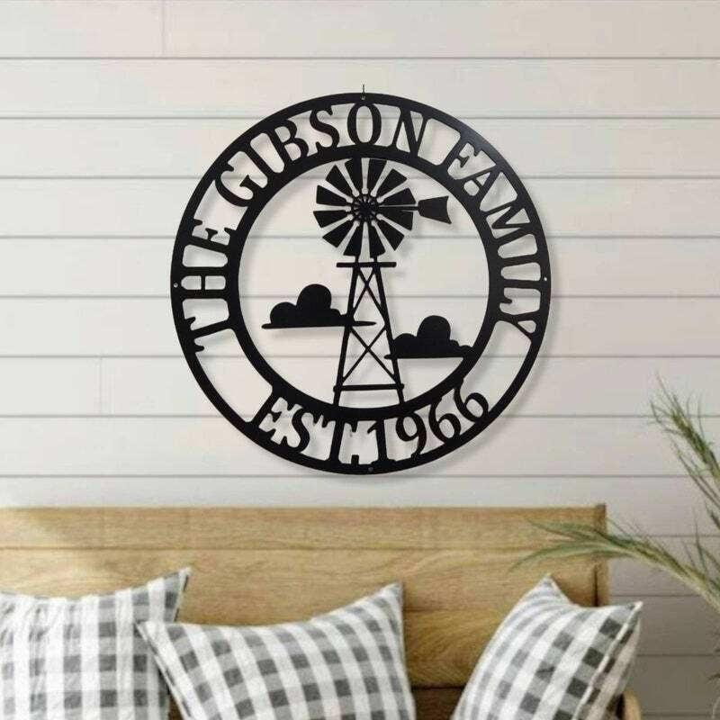 Engrave Your Legacy - Personalized Windmill Family Metal Sign - Personalize Wall Art