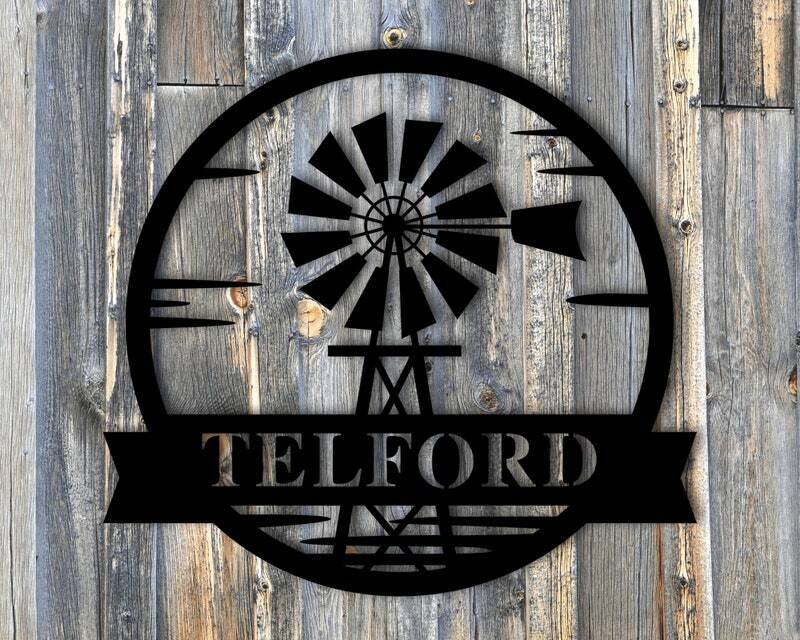 Heartfelt Windmill Farmhouse Metal Sign - Custom Family Name
