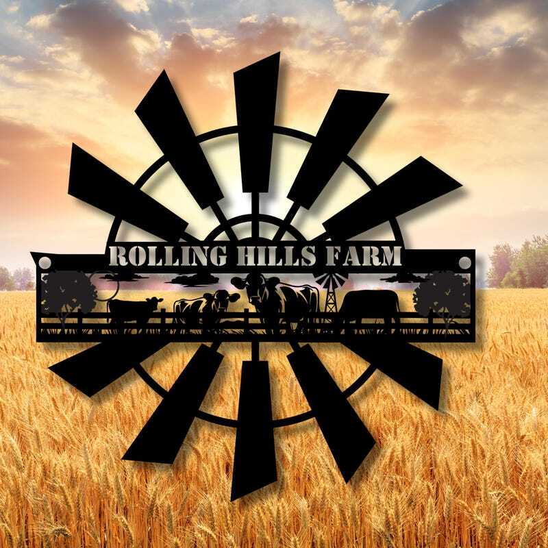 Family's Legacy Windmill Metal Sign for Ranch Decor - Personalize Wall Art