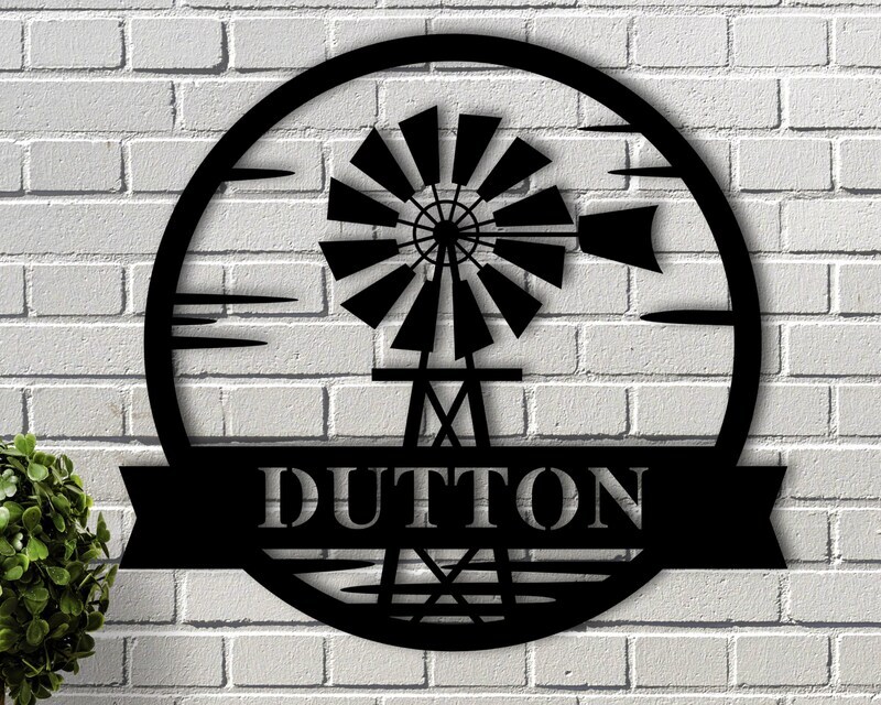 Heartfelt Windmill Farmhouse Metal Sign - Custom Family Name - Personalize Wall Art