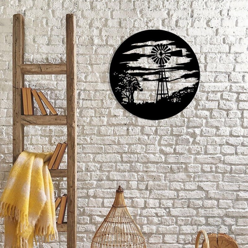Charming Windmill Metal Sign - Rustic Farmhouse Wall Decor - Personalize Wall Art