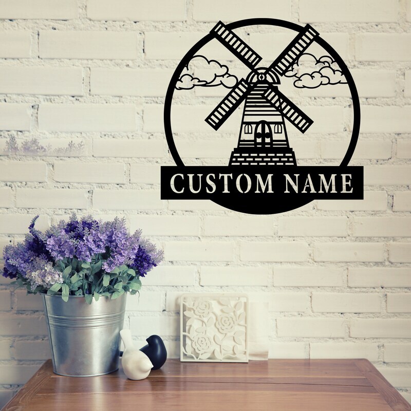 Charming Personalized Windmill Metal Sign for Rustic Living