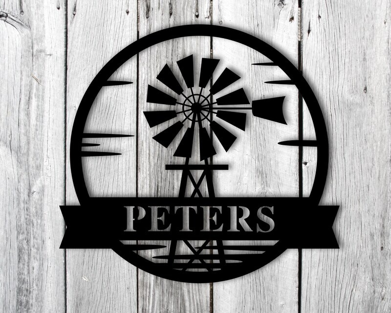 Heartfelt Windmill Farmhouse Metal Sign - Custom Family Name