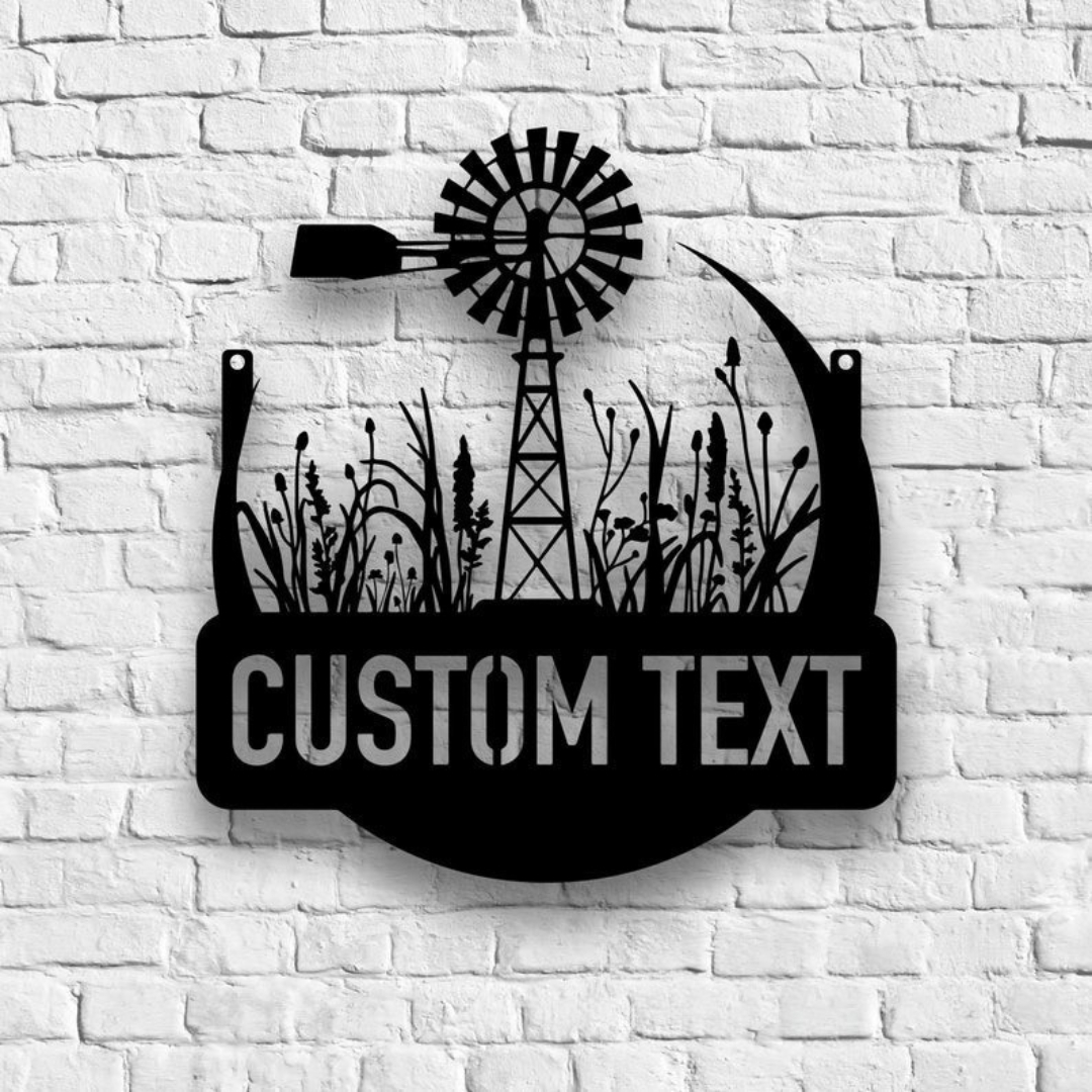 Charming Personalized Windmill Farmhouse Metal Sign