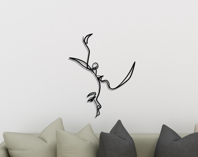 Modern Baby Room Metal Sign - Minimalist Mother-Child Line Art