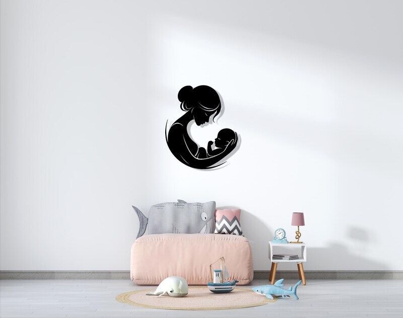 Love's Embrace - Custom Mother & Child Metal Sign for Family