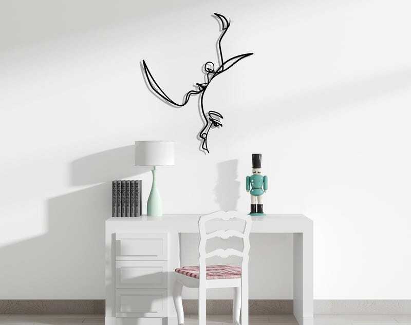 Modern Baby Room Metal Sign - Minimalist Mother-Child Line Art