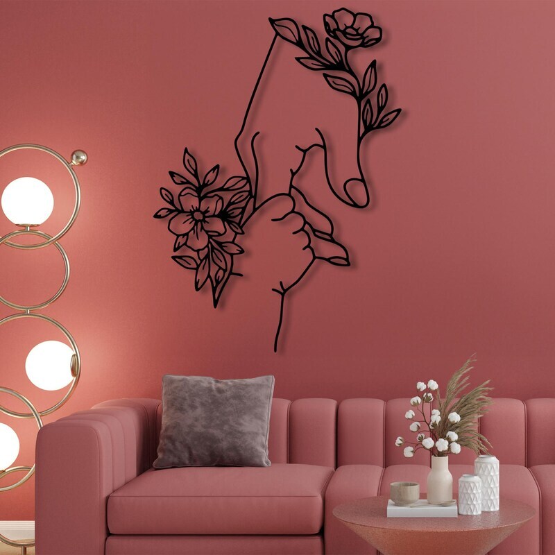 Mother's Love Floral Hand Holding Metal Sign for Nursery - Personalize Wall Art