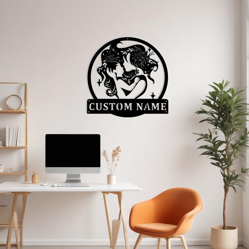 Heartfelt Floral Mother & Baby Personalized Metal Sign