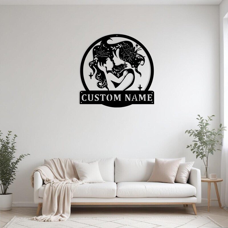 Heartfelt Floral Mother & Baby Personalized Metal Sign