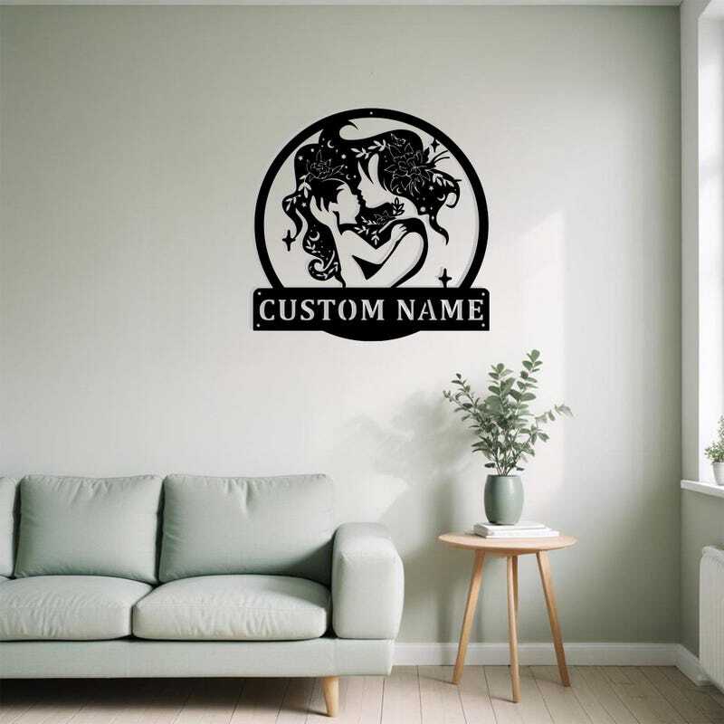 Heartfelt Floral Mother & Baby Personalized Metal Sign