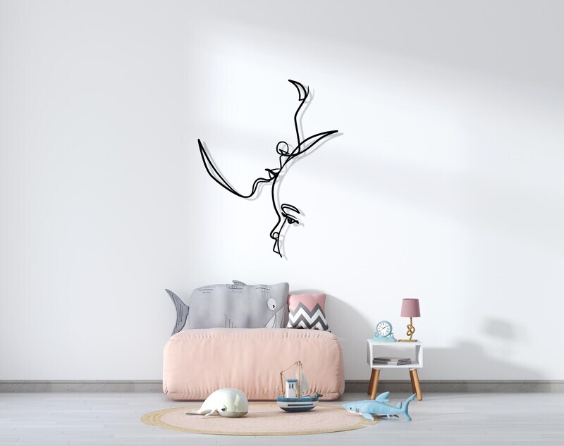 Modern Baby Room Metal Sign - Minimalist Mother-Child Line Art - Personalize Wall Art