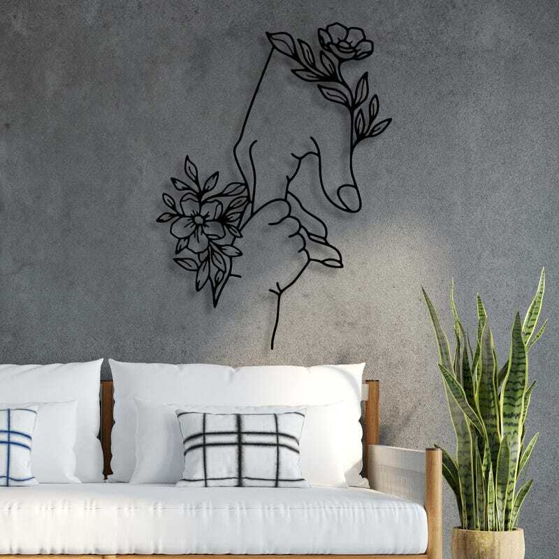 Mother's Love Floral Hand Holding Metal Sign for Nursery