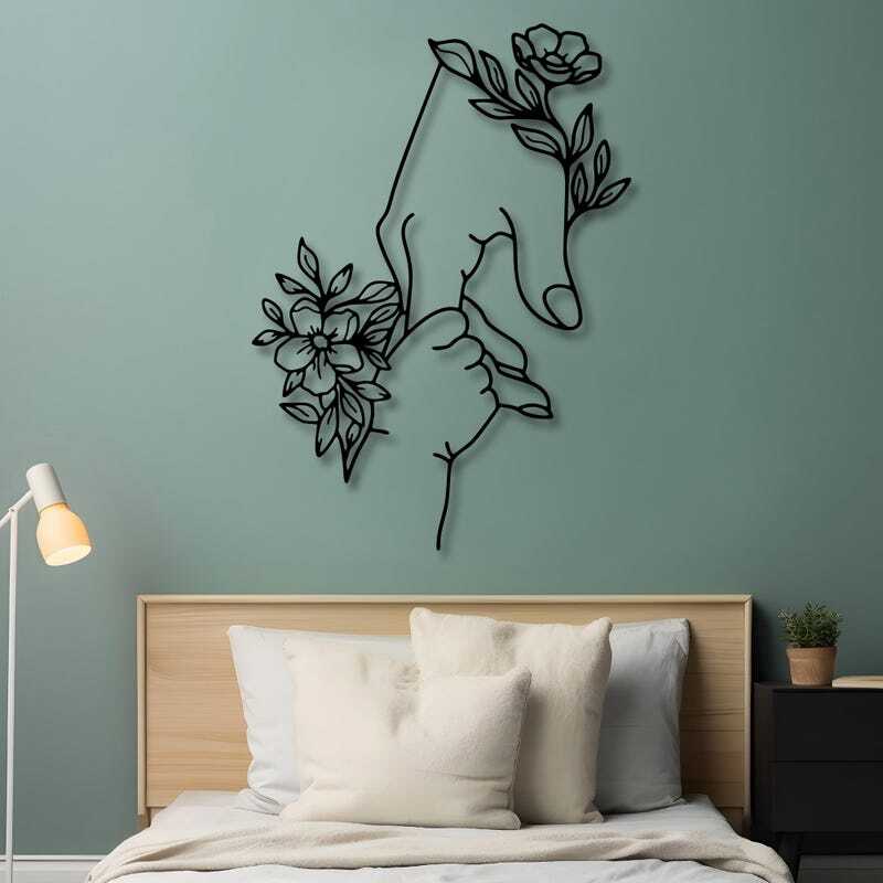 Mother's Love Floral Hand Holding Metal Sign for Nursery