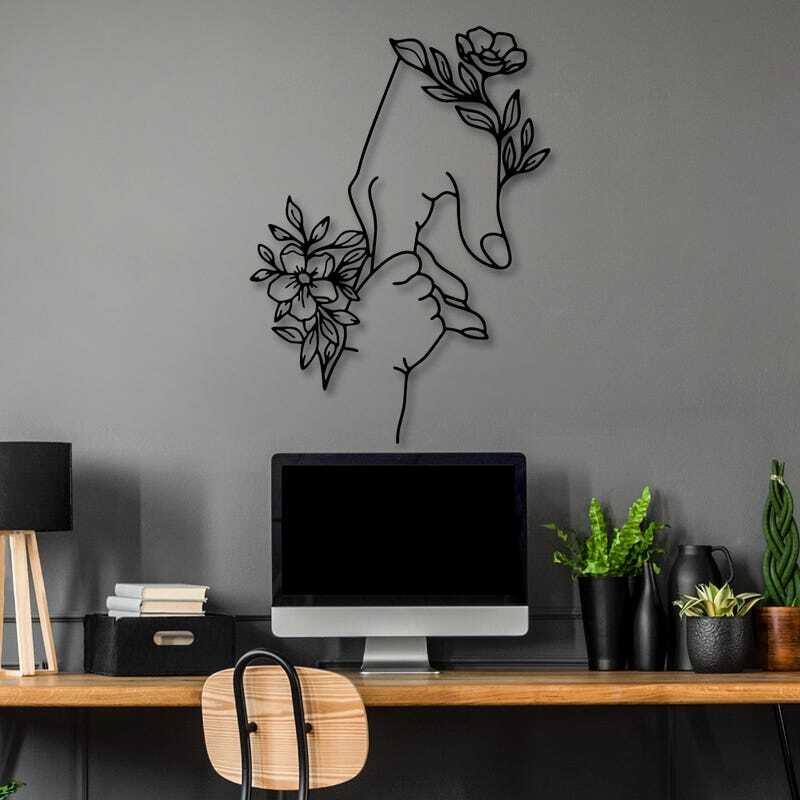 Mother's Love Floral Hand Holding Metal Sign for Nursery
