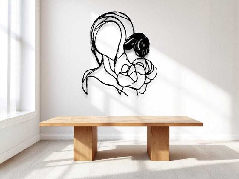 Forever Love - Modern Mother & Baby Silhouette Metal Wall Art