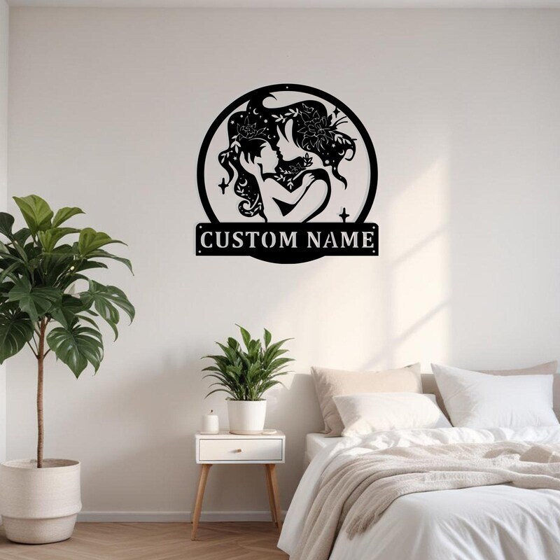 Heartfelt Floral Mother & Baby Personalized Metal Sign