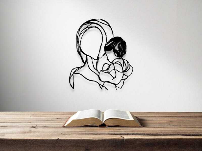Forever Love - Modern Mother & Baby Silhouette Metal Wall Art