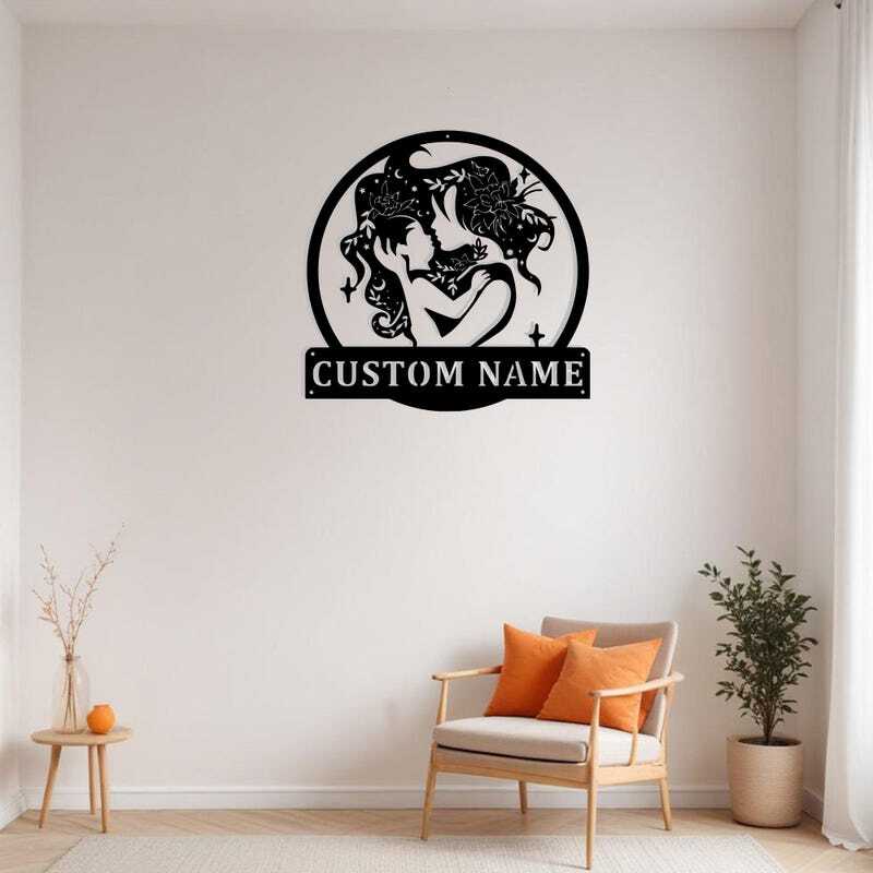 Heartfelt Floral Mother & Baby Personalized Metal Sign - Personalize Wall Art