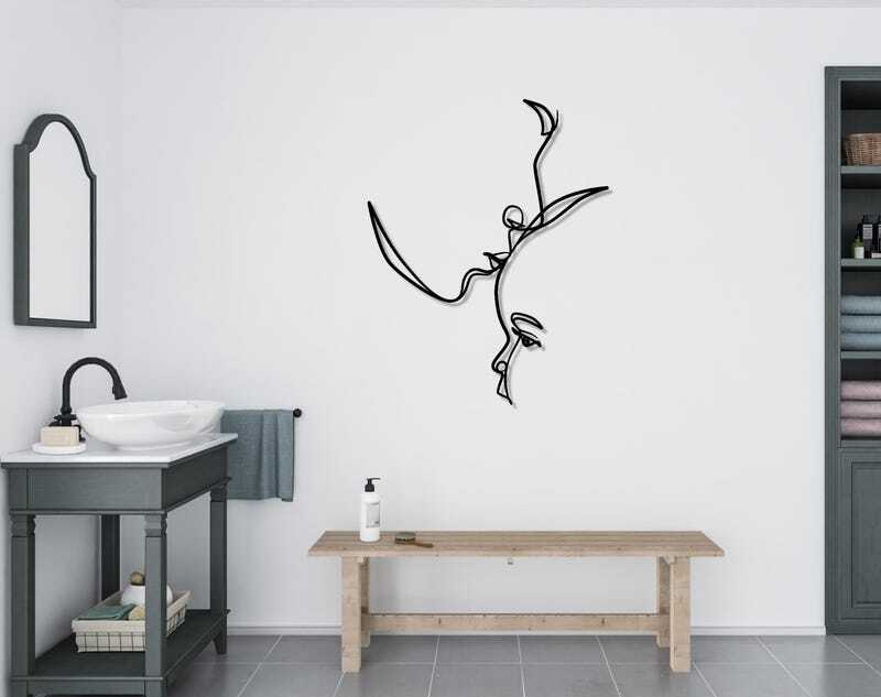 Modern Baby Room Metal Sign - Minimalist Mother-Child Line Art