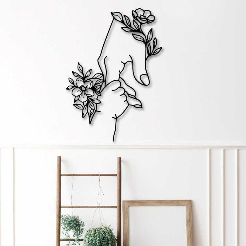 Mother's Love Floral Hand Holding Metal Sign for Nursery