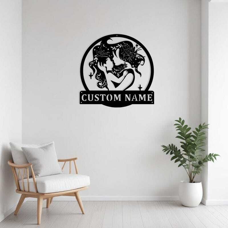Heartfelt Floral Mother & Baby Personalized Metal Sign