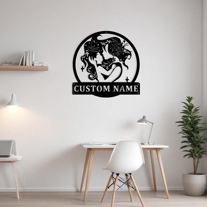 Heartfelt Floral Mother & Baby Personalized Metal Sign