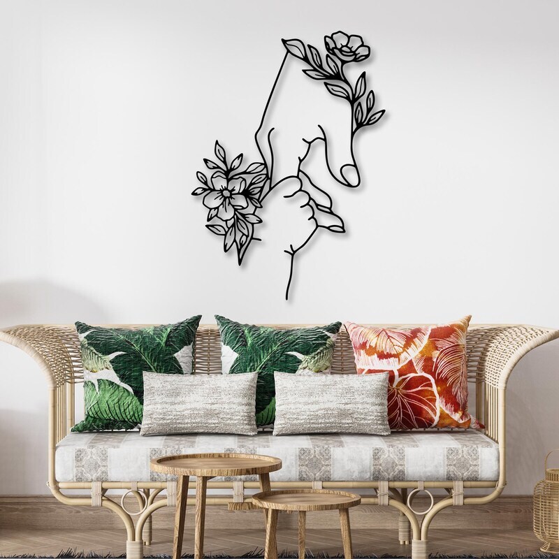 Mother's Love Floral Hand Holding Metal Sign for Nursery
