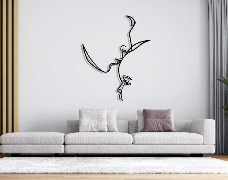 Modern Baby Room Metal Sign - Minimalist Mother-Child Line Art