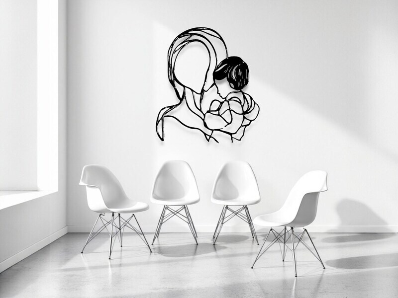 Forever Love - Modern Mother & Baby Silhouette Metal Wall Art