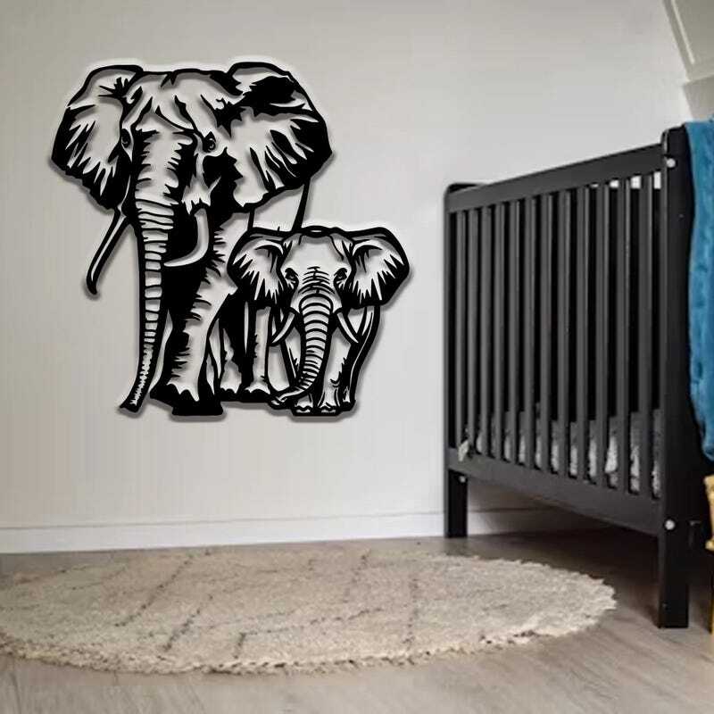 Heartfelt Elephant Family Metal Sign Wall Decor for Home Lovers