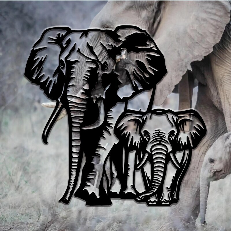 Heartfelt Elephant Family Metal Sign Wall Decor for Home Lovers