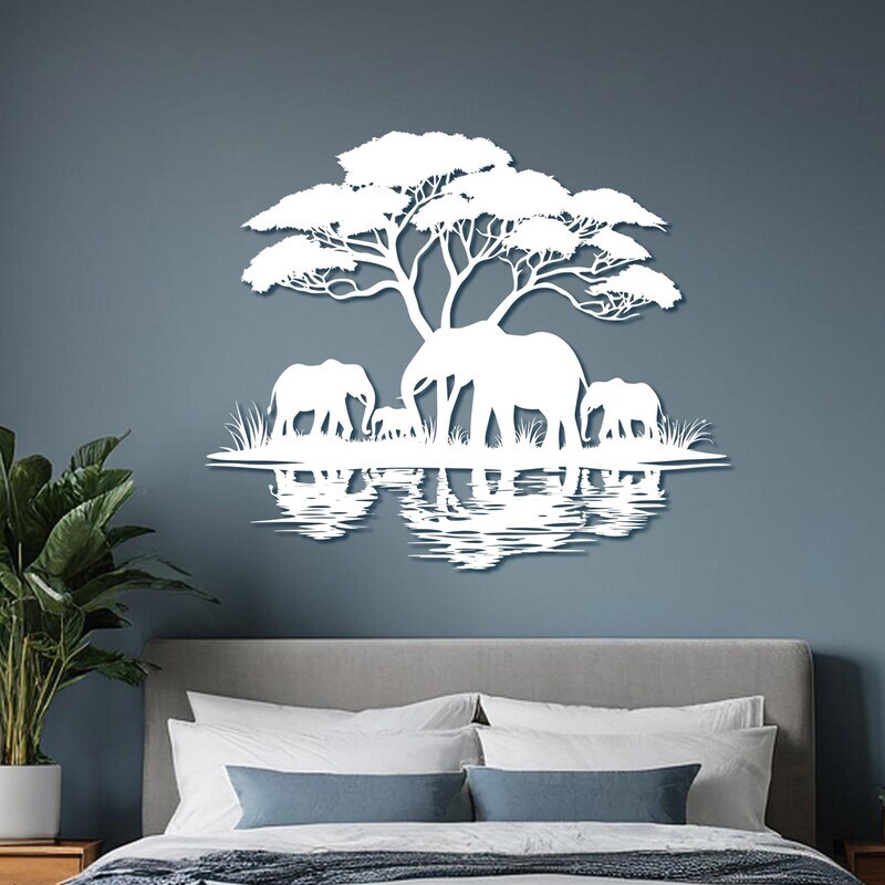 Heartfelt Elephant Family Metal Sign for Animal Lovers Home