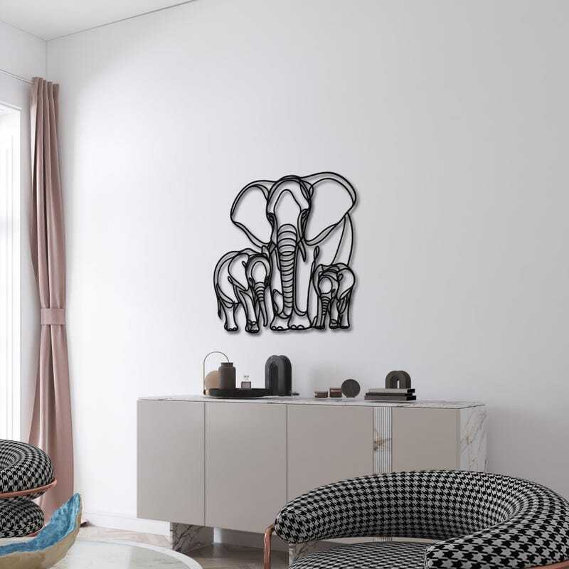 Elephant Herd Unity - Modern Family Metal Sign Wall Art