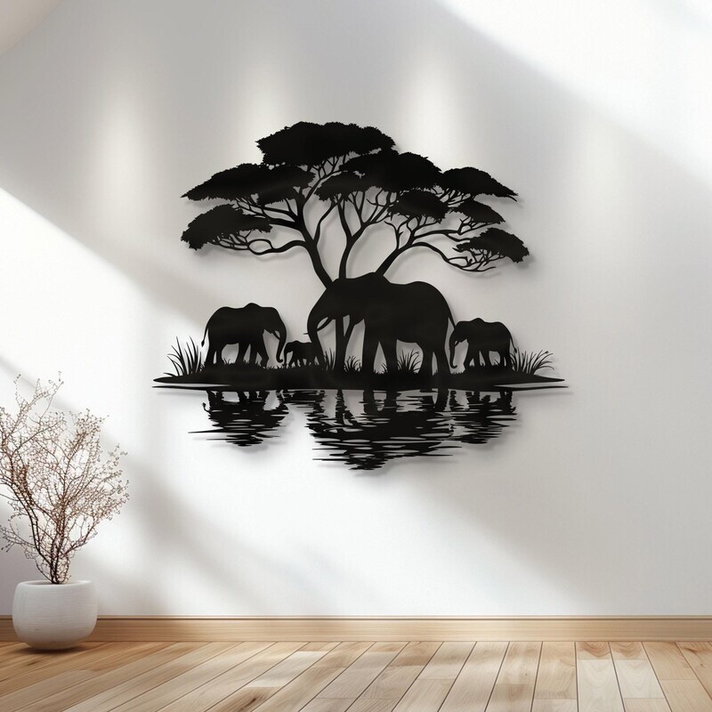 Heartfelt Elephant Family Metal Sign for Animal Lovers Home - Personalize Wall Art
