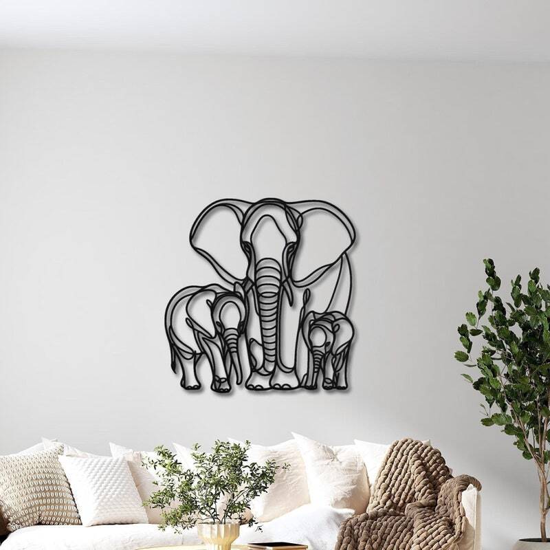 Elephant Herd Unity - Modern Family Metal Sign Wall Art