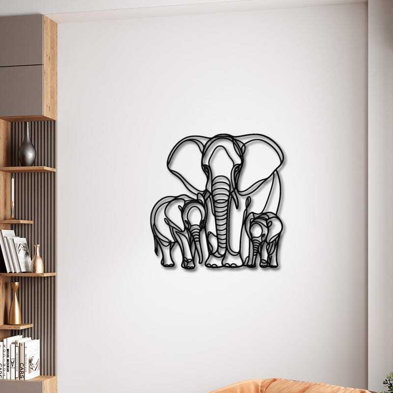 Elephant Herd Unity - Modern Family Metal Sign Wall Art