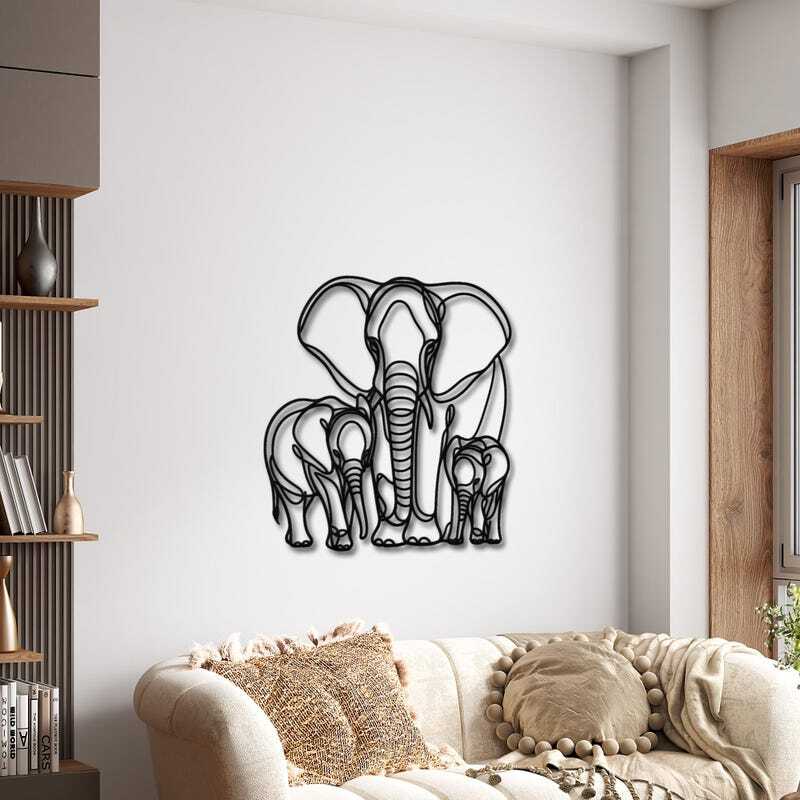 Elephant Herd Unity - Modern Family Metal Sign Wall Art