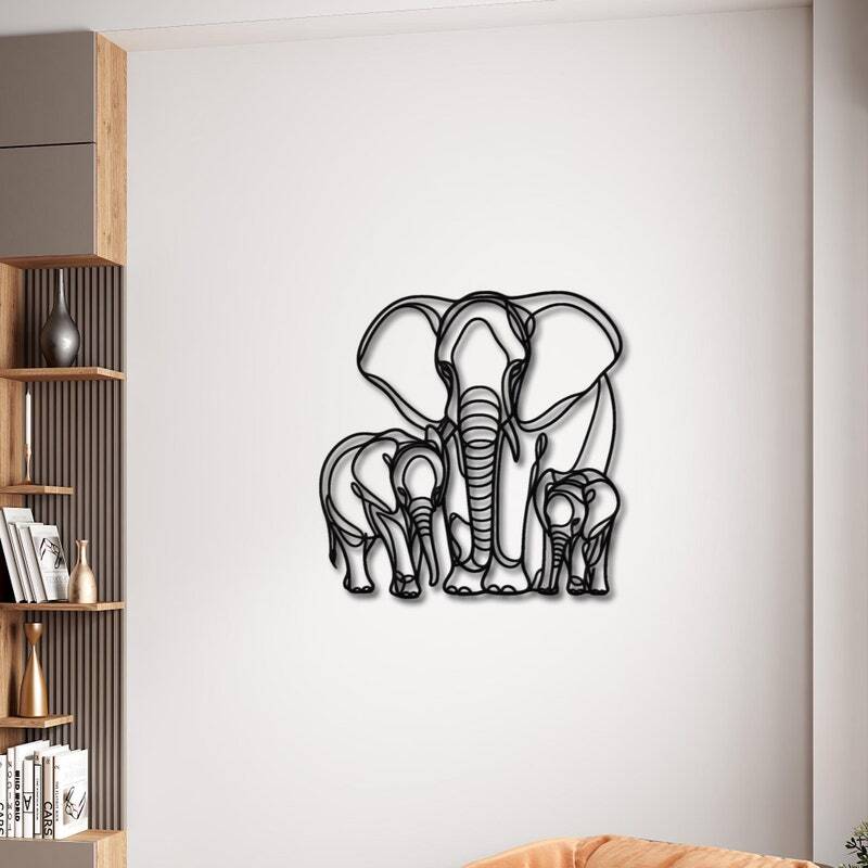 Elephant Herd Unity - Modern Family Metal Sign Wall Art - Personalize Wall Art