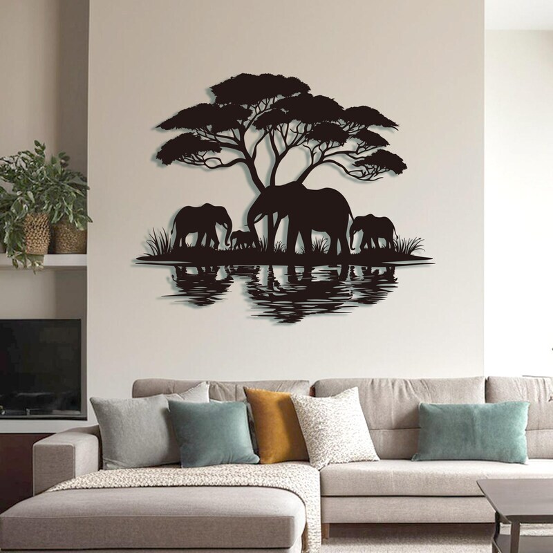 Heartfelt Elephant Family Metal Sign for Animal Lovers Home