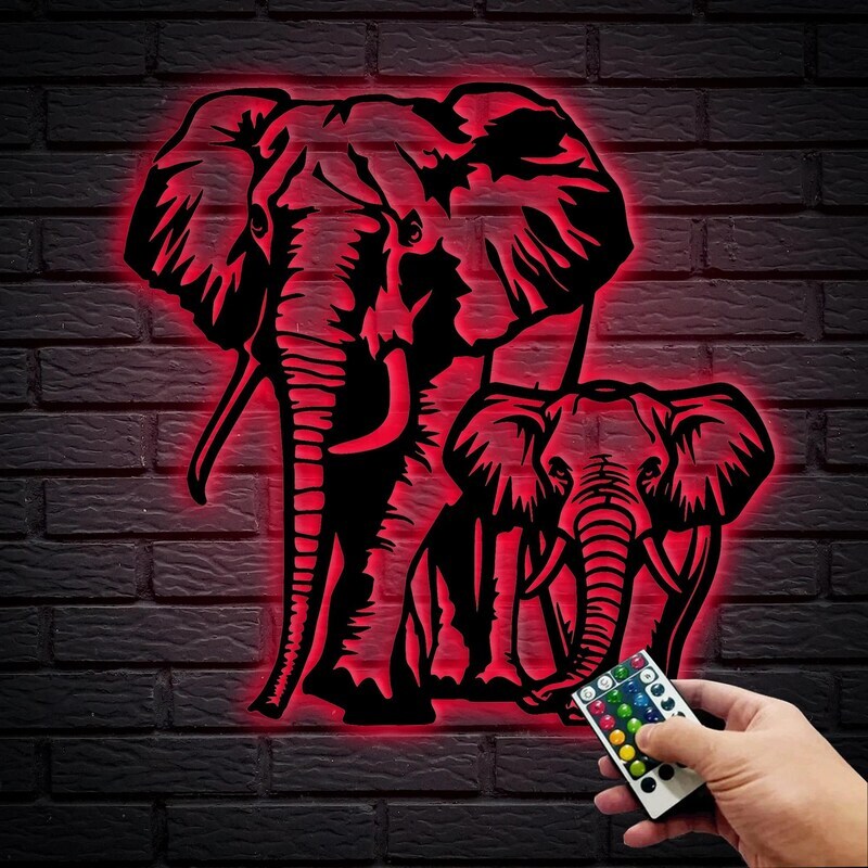 Heartfelt Elephant Family Metal Sign Wall Decor for Home Lovers
