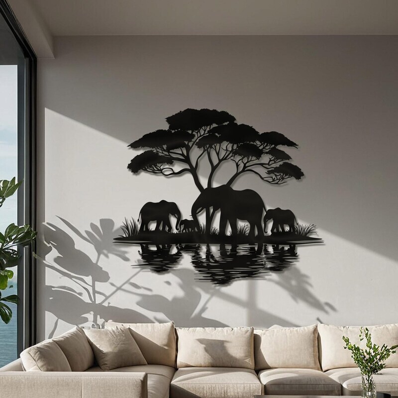Heartfelt Elephant Family Metal Sign for Animal Lovers Home
