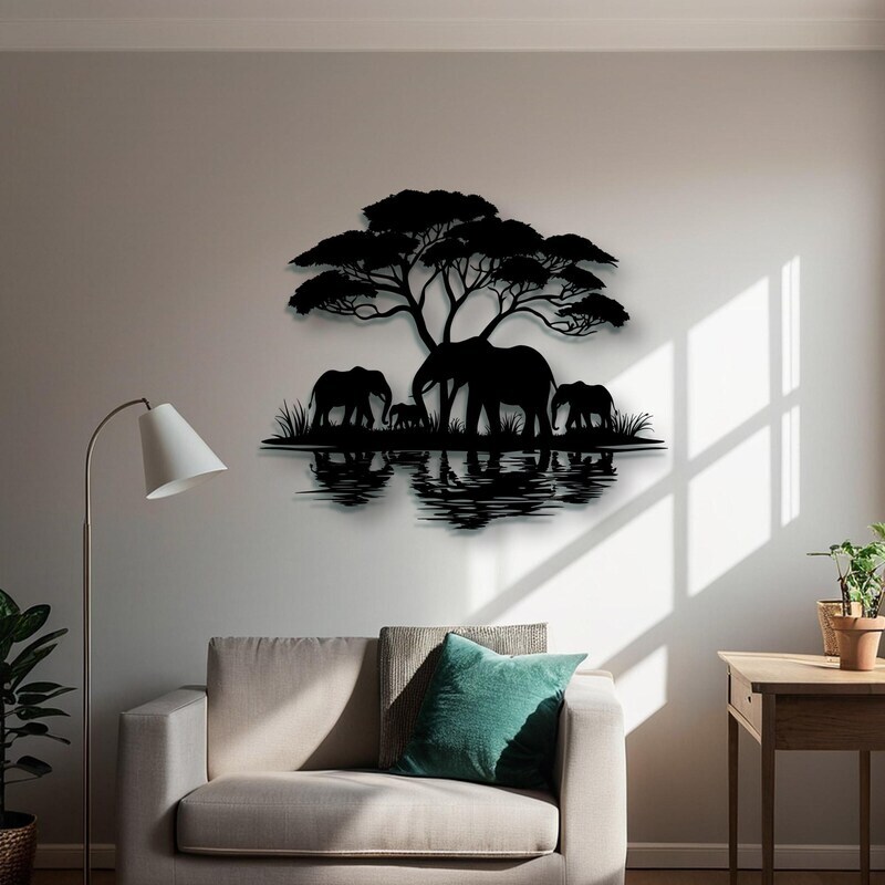 Heartfelt Elephant Family Metal Sign for Animal Lovers Home