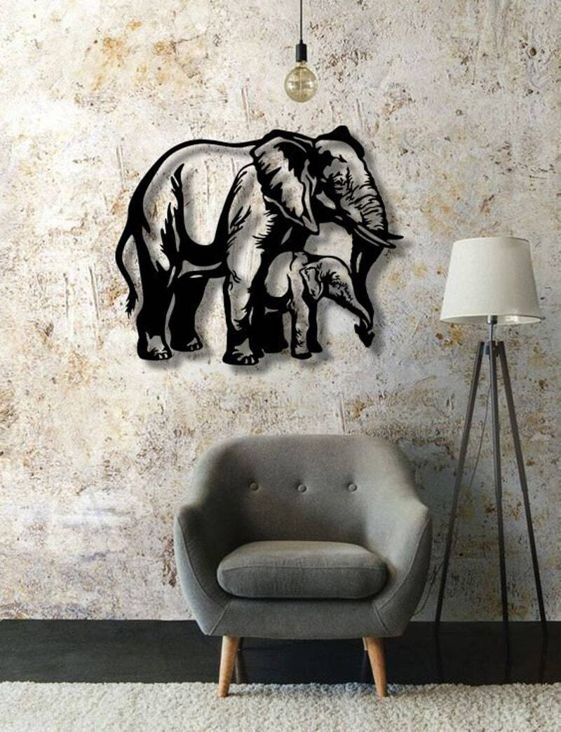 Cherished Elephant Family Nursery Safari Metal Sign - Personalize Wall Art