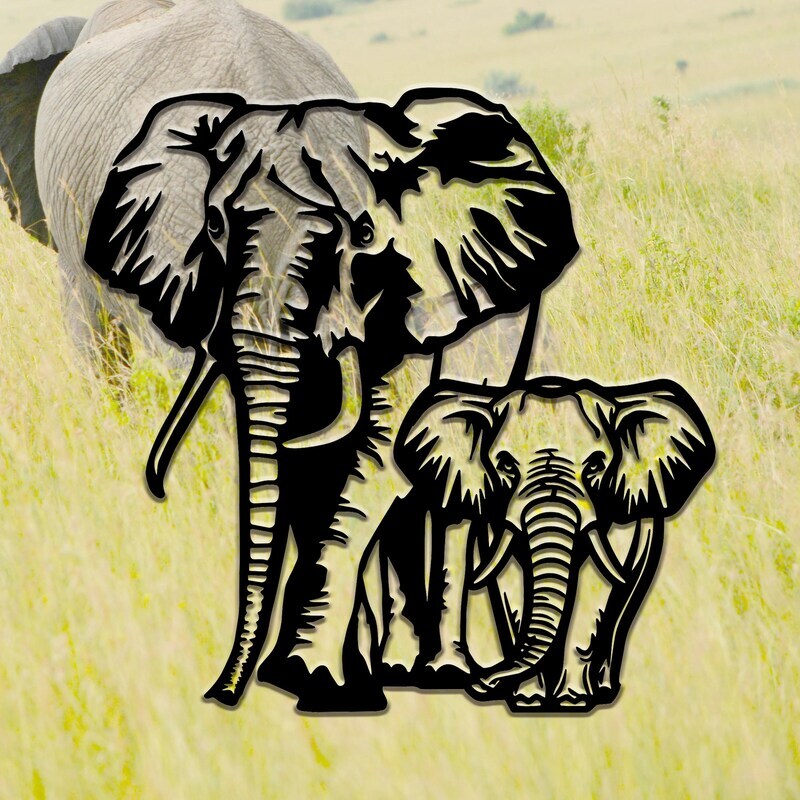 Heartfelt Elephant Family Metal Sign Wall Decor for Home Lovers