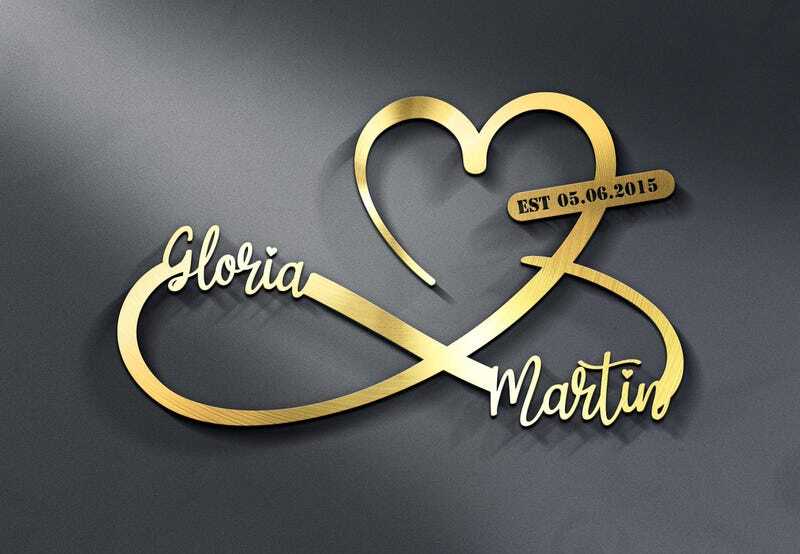 Engraved Infinity Metal Sign - Forever Heart & Date Wall Art