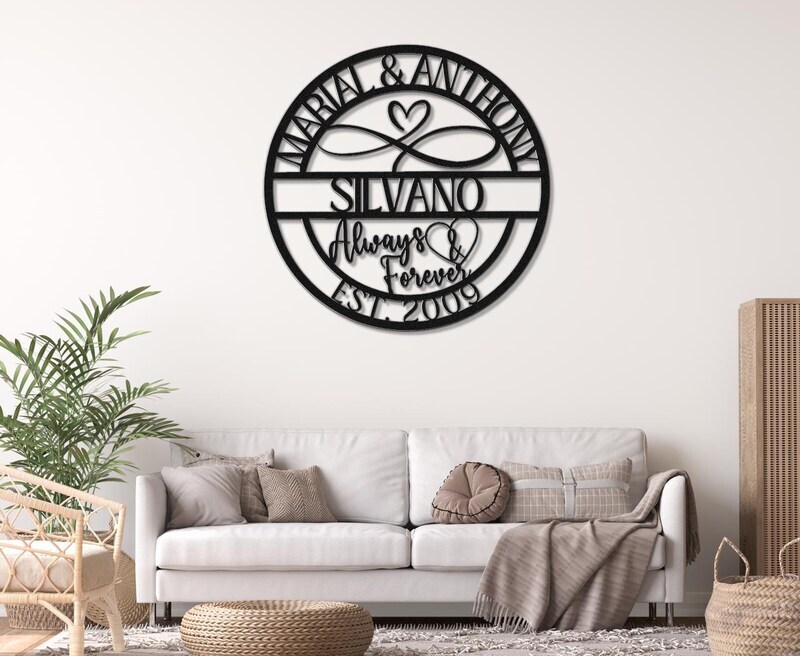 Forever Love Infinity Heart Metal Sign for Couples' Anniversary