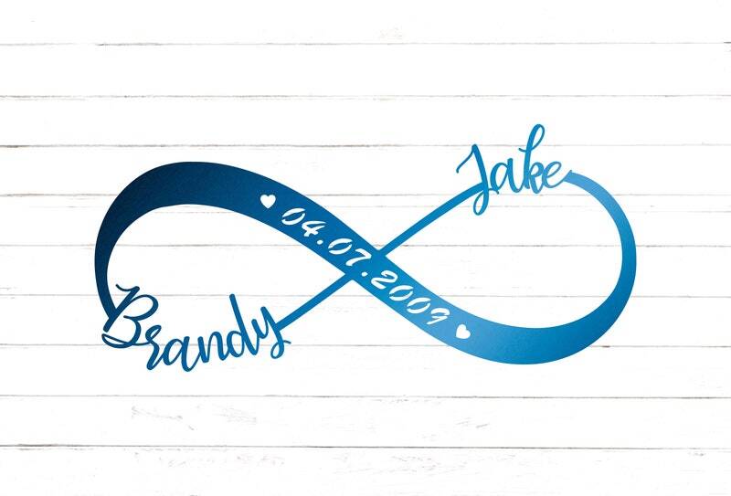 Eternal Love Personalized Metal Sign - Infinity Names & Date