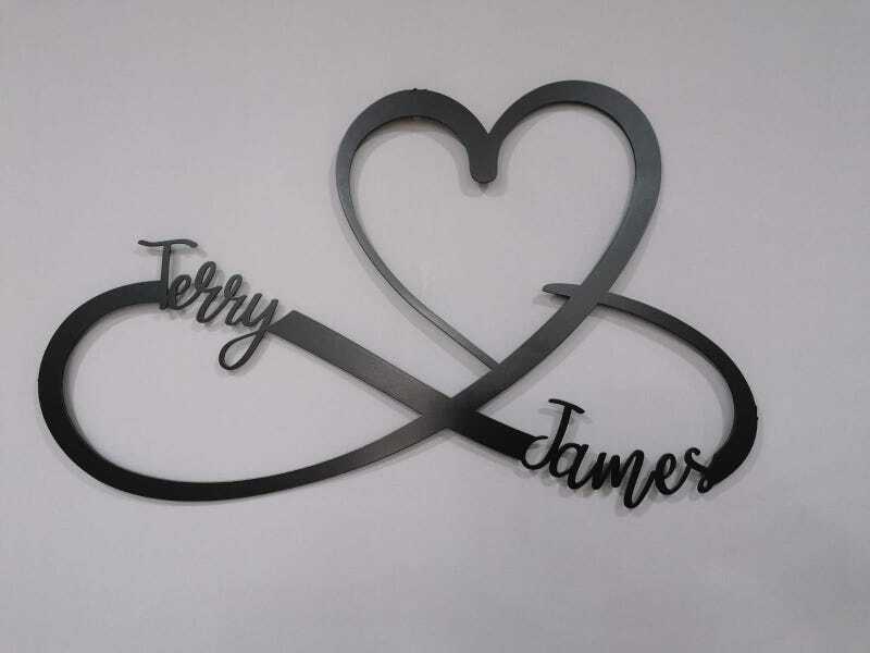 Engraved Infinity Metal Sign - Forever Heart & Date Wall Art